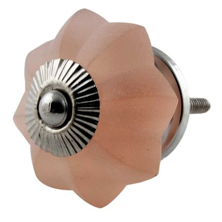 Pink Frosted Melon Glass Drawer Knobs